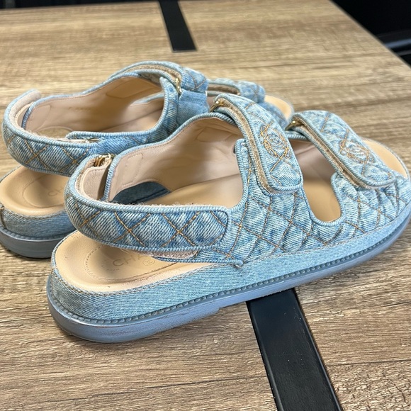 Chanel Dad Sandals Light Denim 38.5 - Picture 6 of 8